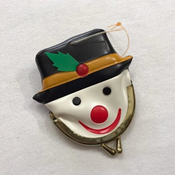Vintage Snowman Doubl Glo Christmas Coin Pouch Decoration Stocking Stuffer - Picture 1 of 4
